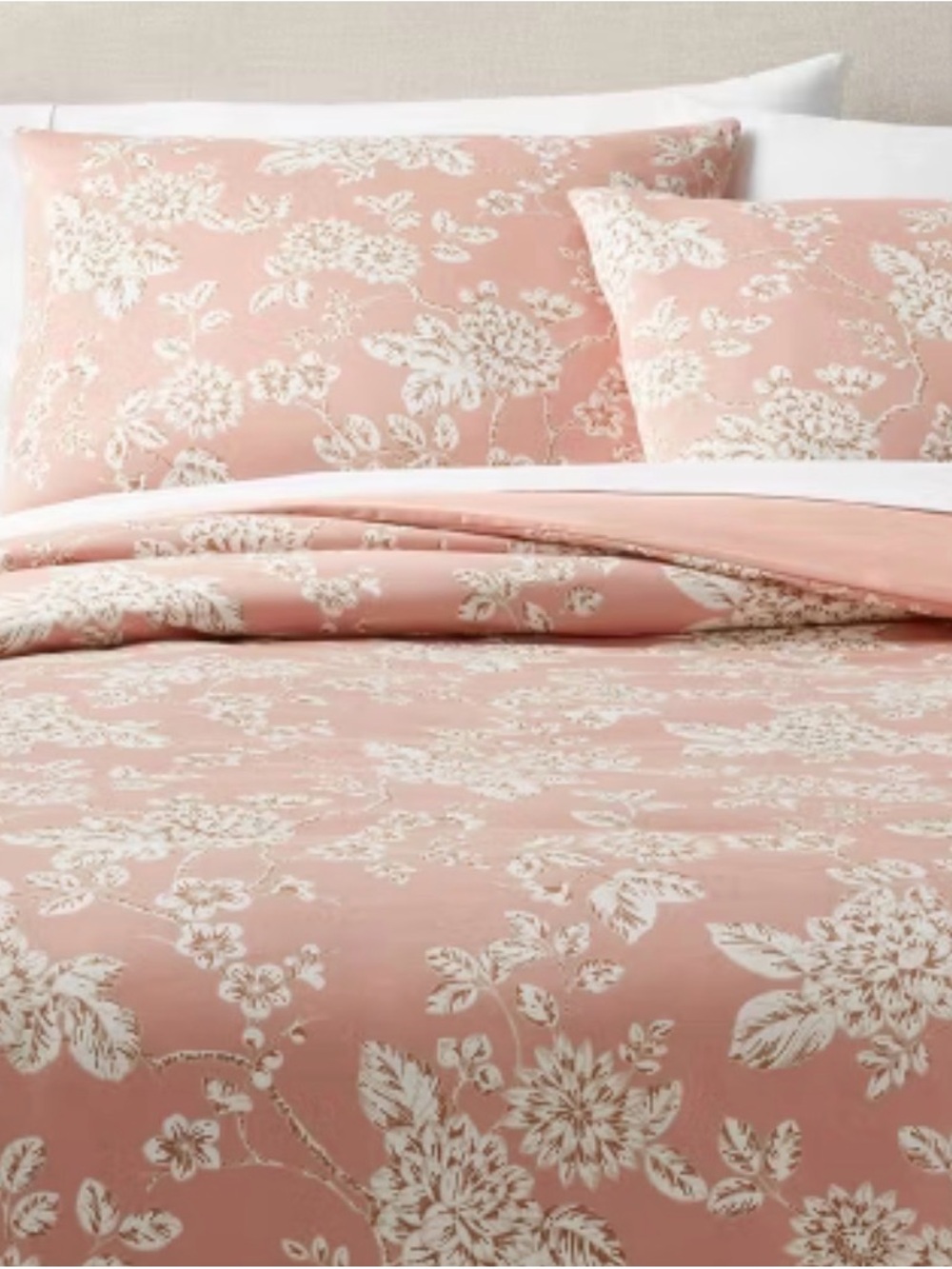 Threshold Blush Pink Floral Cotton Duvet Cover Set - Queen NWOT